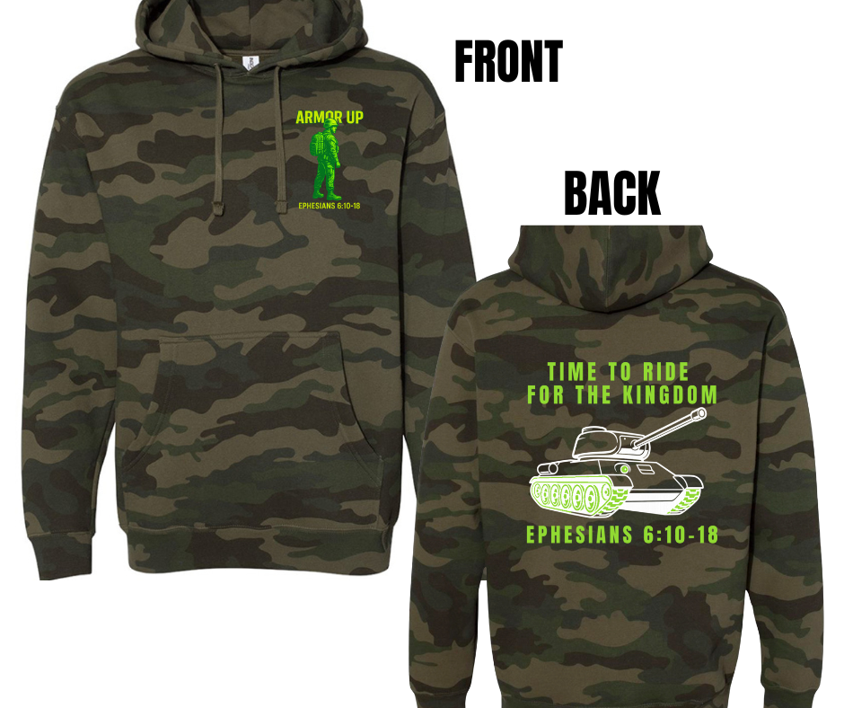 6 COLOR OPTIONS- ARMOR UP HOODIE (SIZE CHART BELOW)