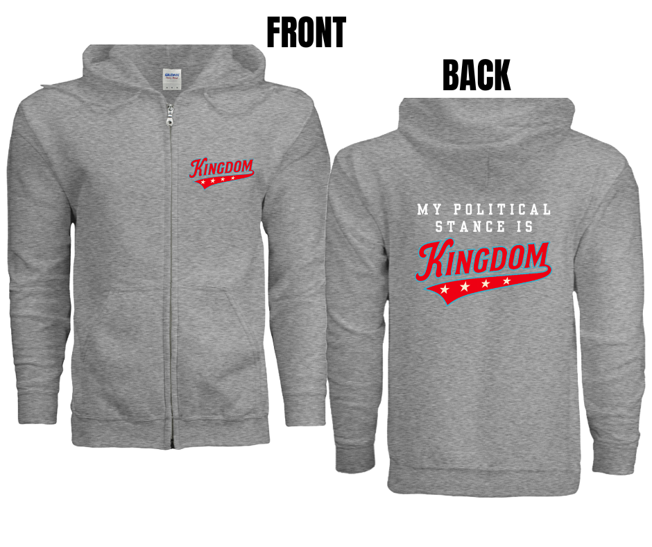 6 COLOR OPTIONS- UNISEX KINGDOM ZIP UP (SIZE CHART BELOW)