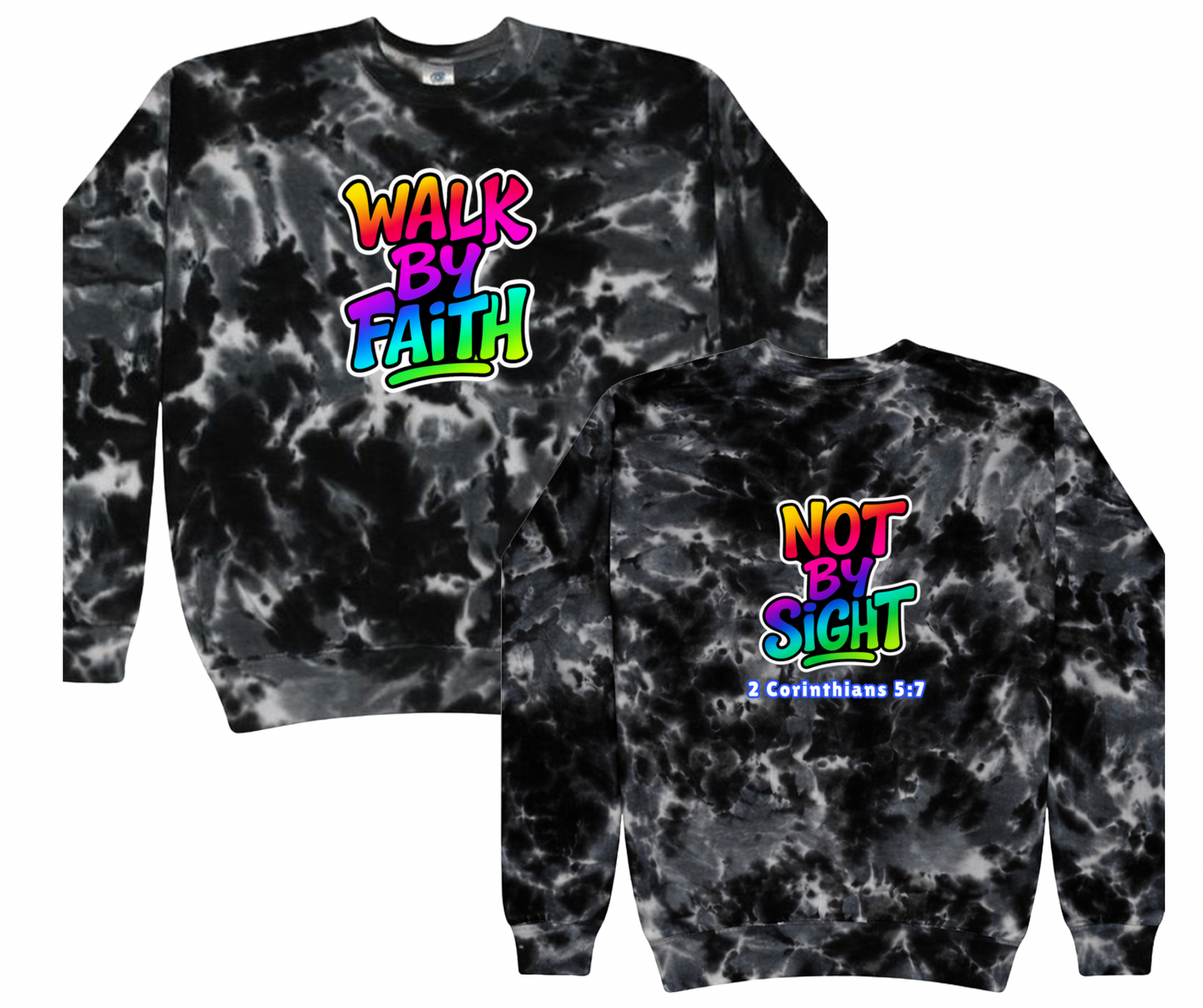 Walk by Faith Oversized Tie-Dye Crewneck Sweatshirt | Christian Apparel