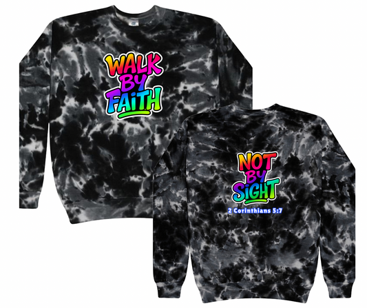 Walk by Faith Oversized Tie-Dye Crewneck Sweatshirt | Christian Apparel