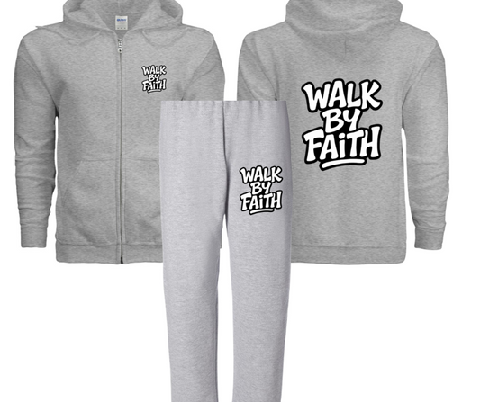 10 COLOR OPTIONS- WALK BY FAITH ZIPPER HOOD (SWEATPANTS IN BLK, GRY, NAVY)