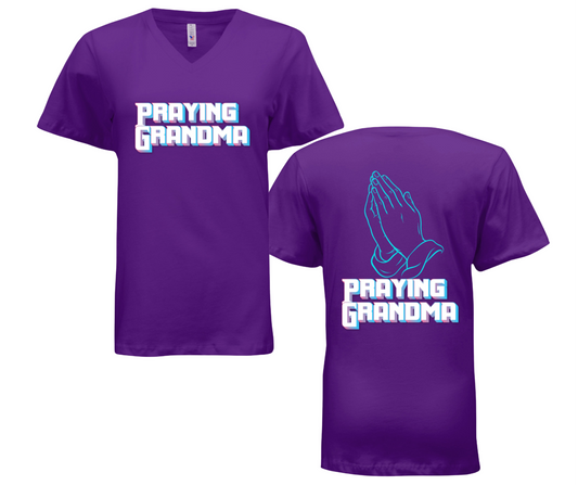 Praying Grandma | Christian V-Neck T-Shirt