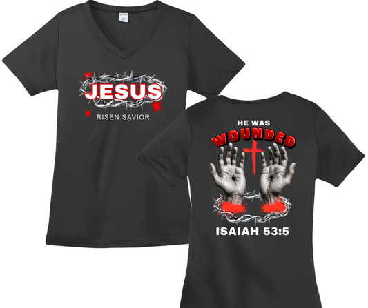 Women's Risen V-Neck T-Shirt I Christian Apparel