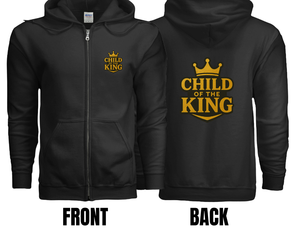 2 COLOR OPTIONS- CHILD OF KING UNISEX ZIPPER (SIZE CHART BELOW)