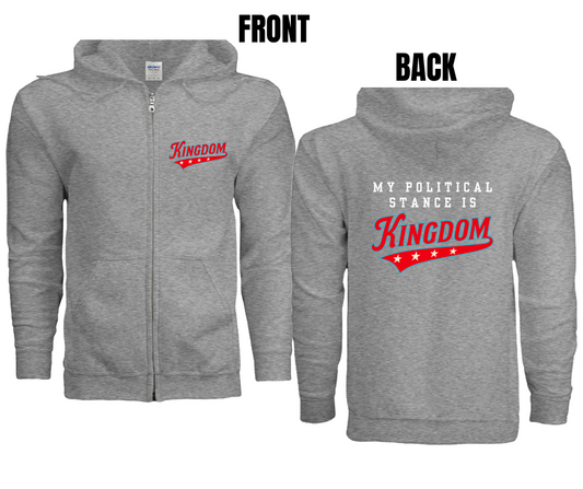 6 COLOR OPTIONS- UNISEX KINGDOM ZIP UP (SIZE CHART BELOW)