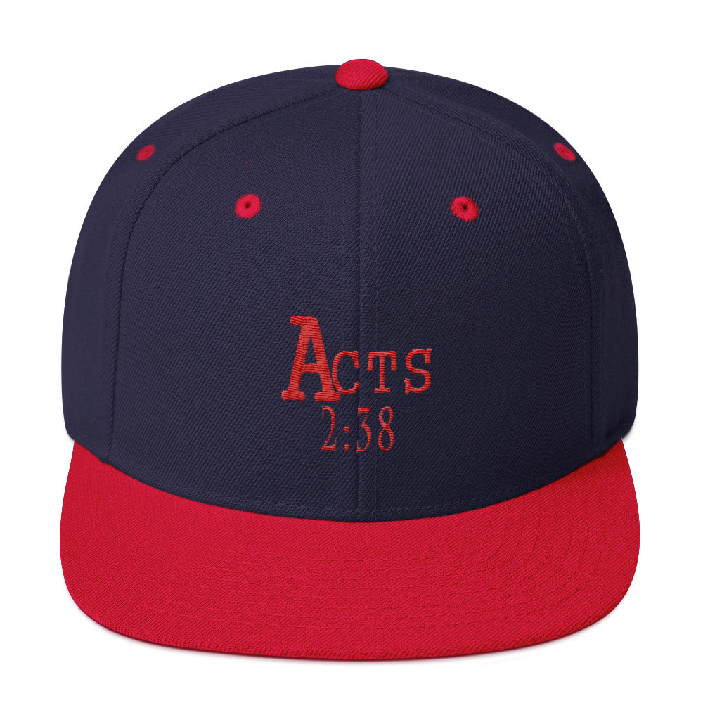 Acts 2:38 Red Embroidery Snapback Hat