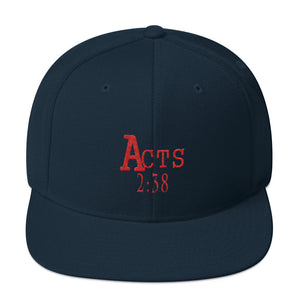 Acts 2:38 Red Embroidery Snapback Hat